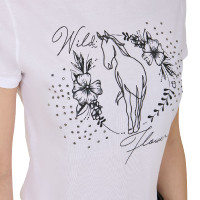 T-shirt donna Equestro Wild Flower in cotone a maniche corte Bianco T-shirt donna Equestro Wild Flower in cotone a maniche corte Bianco