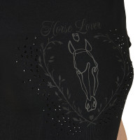 T-shirt da donna Equestro Wild Heart in cotone a maniche corte Nero