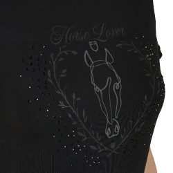 T-shirt da donna Equestro Wild Heart in cotone a maniche corte Nero