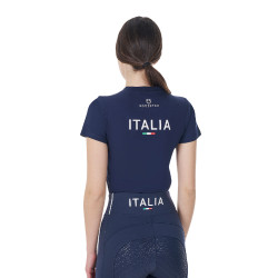 T-shirt da donna Equestro x FISE vestibilità slim maniche corte Blazer marine Blu marino