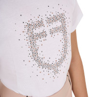 T-shirt da bambina Equestro slim fit con logo glitter rosa a maniche corte Bianco