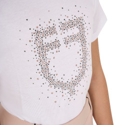 T-shirt da bambina Equestro slim fit con logo glitter rosa a maniche corte Bianco