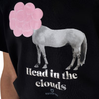 T-shirt da ragazza Equestro Head In The Clouds in cotone a maniche corte Nero
