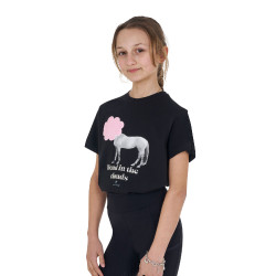 T-shirt da ragazza Equestro Head In The Clouds in cotone a maniche corte Nero T-shirt da ragazza Equestro Head In The Clouds in cotone a maniche corte Nero