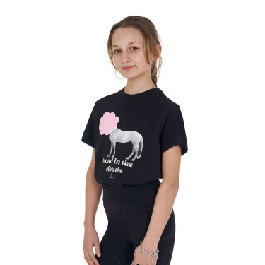 T-shirt da ragazza Equestro Head In The Clouds in cotone a maniche corte Nero T-shirt da ragazza Equestro Head In The Clouds in cotone a maniche corte Nero