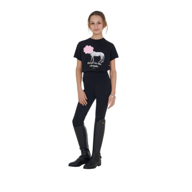T-shirt da ragazza Equestro Head In The Clouds in cotone a maniche corte Nero T-shirt da ragazza Equestro Head In The Clouds in cotone a maniche corte Nero