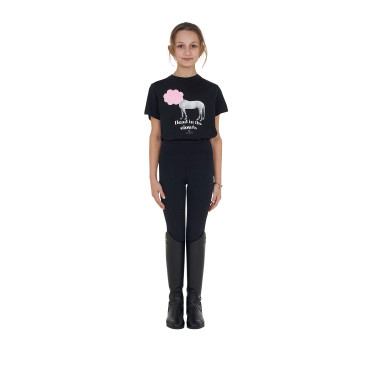T-shirt da ragazza Equestro Head In The Clouds in cotone a maniche corte Nero T-shirt da ragazza Equestro Head In The Clouds in cotone a maniche corte Nero