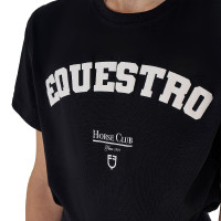 T-shirt da bambina Equestro Horse Club in cotone a maniche corte Nero