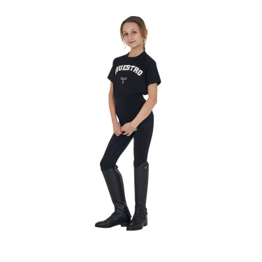 T-shirt da bambina Equestro Horse Club in cotone a maniche corte Nero