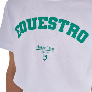 T-shirt da bambina Equestro Horse Club in cotone a maniche corte Bianco