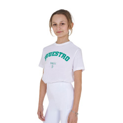 T-shirt da bambina Equestro Horse Club in cotone a maniche corte Bianco