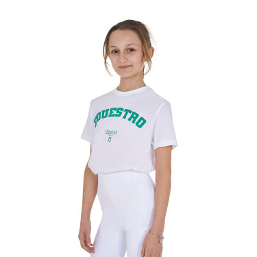 T-shirt da bambina Equestro Horse Club in cotone a maniche corte Bianco