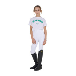 T-shirt da bambina Equestro Horse Club in cotone a maniche corte Bianco