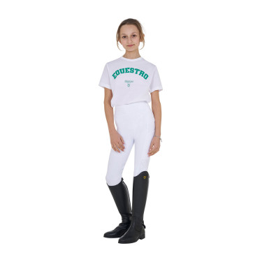 T-shirt da bambina Equestro Horse Club in cotone a maniche corte Bianco