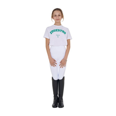 T-shirt da bambina Equestro Horse Club in cotone a maniche corte Bianco