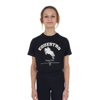 T-shirt da bambina Equestro Jumping Horse Club in cotone a maniche corte Nero