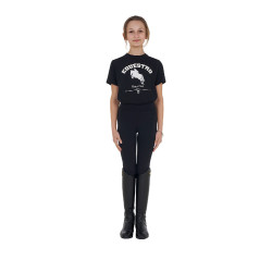 T-shirt da bambina Equestro Jumping Horse Club in cotone a maniche corte Nero
