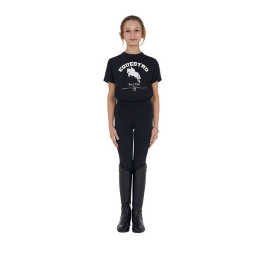 T-shirt da bambina Equestro Jumping Horse Club in cotone a maniche corte Nero