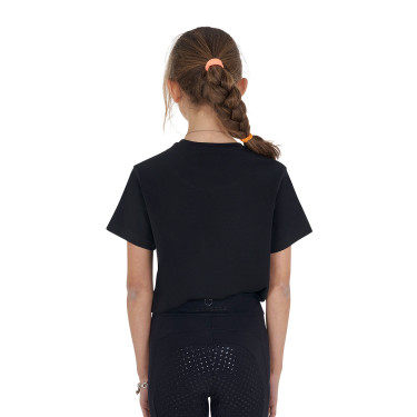 T-shirt da bambina Equestro Ready To The Party in cotone con strass a maniche corte Nero T-shirt da bambina Equestro Ready To The Party in cotone con strass a maniche corte Nero