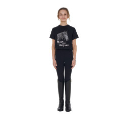 T-shirt da bambina Equestro Ready To The Party in cotone con strass a maniche corte Nero T-shirt da bambina Equestro Ready To The Party in cotone con strass a maniche corte Nero
