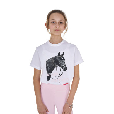 T-shirt da bambina Equestro Ready To The Party in cotone con strass a maniche corte Nero