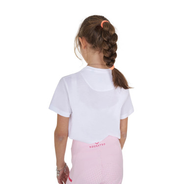 T-shirt da bambina Equestro Ready To The Party in cotone con strass a maniche corte Bianco