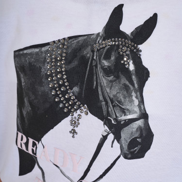 T-shirt da bambina Equestro Ready To The Party in cotone con strass a maniche corte Nero