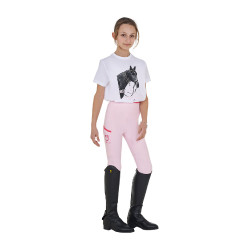 T-shirt da bambina Equestro Ready To The Party in cotone con strass a maniche corte Bianco