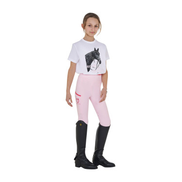 T-shirt da bambina Equestro Ready To The Party in cotone con strass a maniche corte Bianco