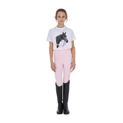 T-shirt da bambina Equestro Ready To The Party in cotone con strass a maniche corte Bianco