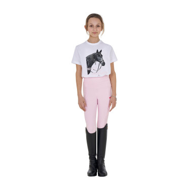 T-shirt da bambina Equestro Ready To The Party in cotone con strass a maniche corte Bianco