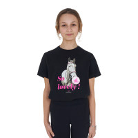 T-shirt da bambina Equestro So Lovely in cotone a maniche corte Nero T-shirt da bambina Equestro So Lovely in cotone a maniche corte Nero