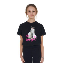 T-shirt da bambina Equestro So Lovely in cotone a maniche corte Nero