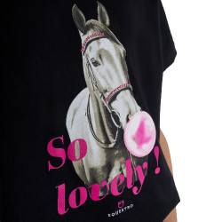 T-shirt da bambina Equestro So Lovely in cotone a maniche corte Nero