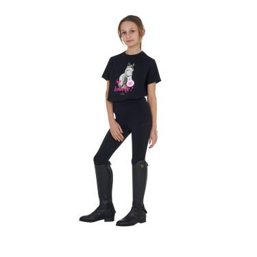 T-shirt da bambina Equestro So Lovely in cotone a maniche corte Nero