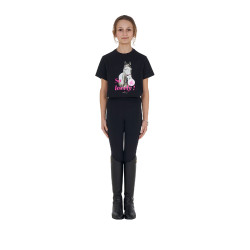 T-shirt da bambina Equestro So Lovely in cotone a maniche corte Nero