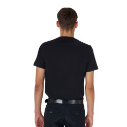 T-shirt uomo Equestro basic con logo tono su tono a maniche corte Nero