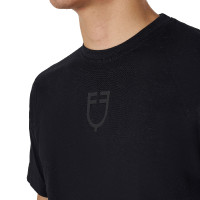 T-shirt uomo Equestro basic con logo tono su tono a maniche corte Nero