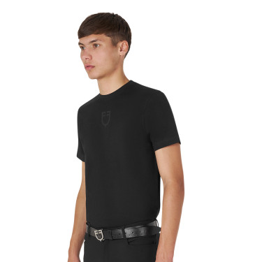 T-shirt uomo Equestro basic con logo tono su tono a maniche corte Nero