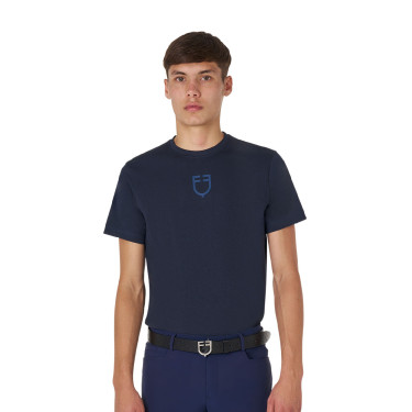 T-shirt uomo Equestro basic con logo tono su tono a maniche corte Marina Blu marino