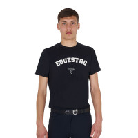 T-shirt uomo Equestro Horse Club in cotone a maniche corte Nero