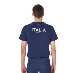 T-shirt uomo Equestro x FISE taglio slim maniche corte Blazer marine Blu marino