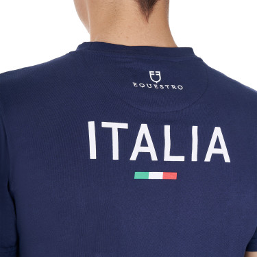 T-shirt uomo Equestro x FISE taglio slim maniche corte Blazer marine Blu marino
