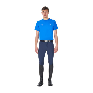T-shirt uomo Equestro x FISE taglio slim maniche corte Blu di Savoia
