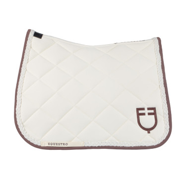 Sottosella da dressage Equestro con cordoncino intrecciato Bianco antico / marrone