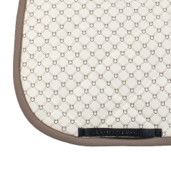 Sottosella da dressage Equestro con monogramma stampato Bianco antico / noce