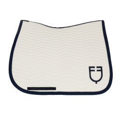 Sottosella da dressage Equestro trapuntato Wave in tessuto tecnico Bianco antico / blu navy blazer