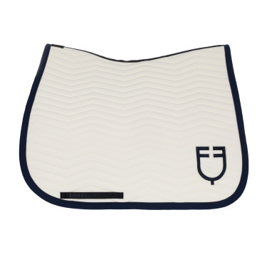 Sottosella da dressage Equestro trapuntato Wave in tessuto tecnico Bianco antico / blu navy blazer