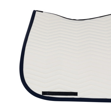 Sottosella da dressage Equestro trapuntato Wave in tessuto tecnico Bianco antico / blu navy blazer