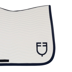 Sottosella da dressage Equestro trapuntato Wave in tessuto tecnico Bianco antico / blu navy blazer